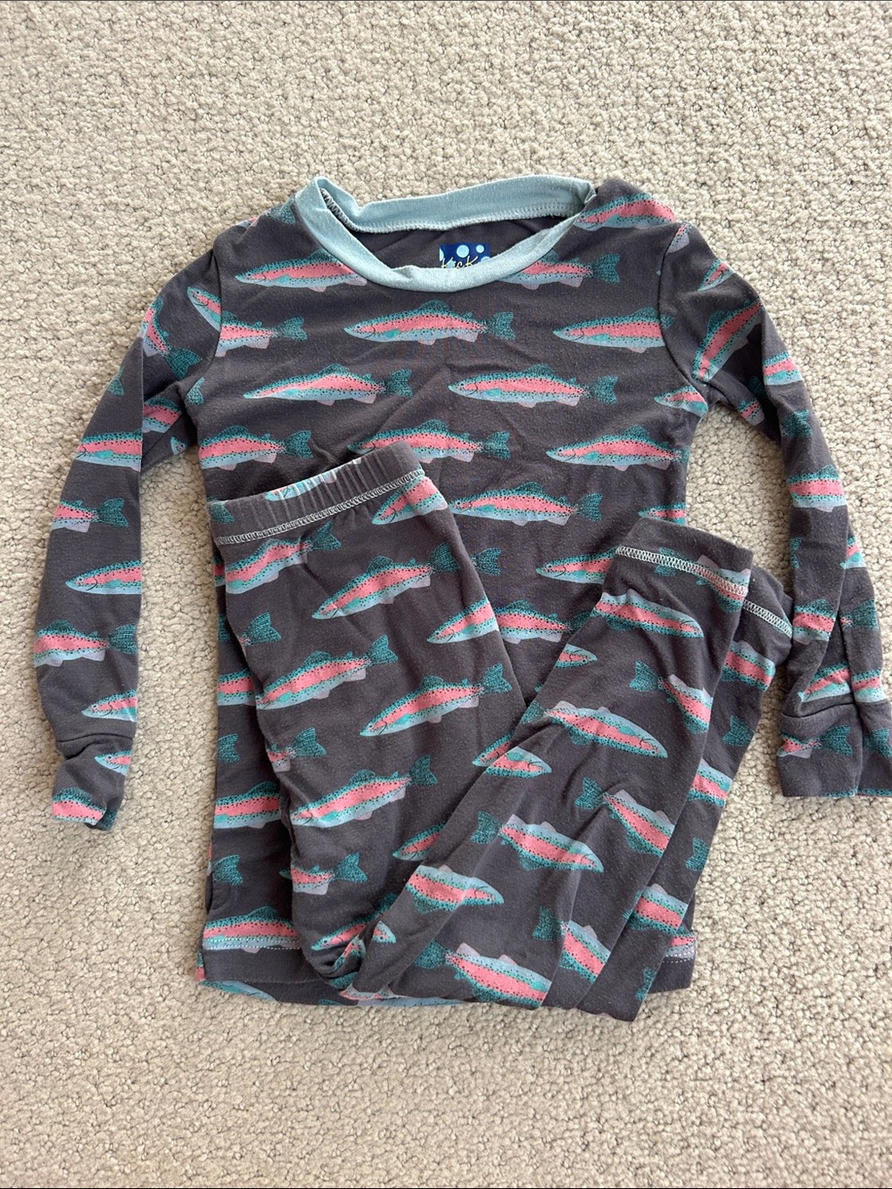 Kickee Kids Long Sleeve Pajama Set with Fish Print